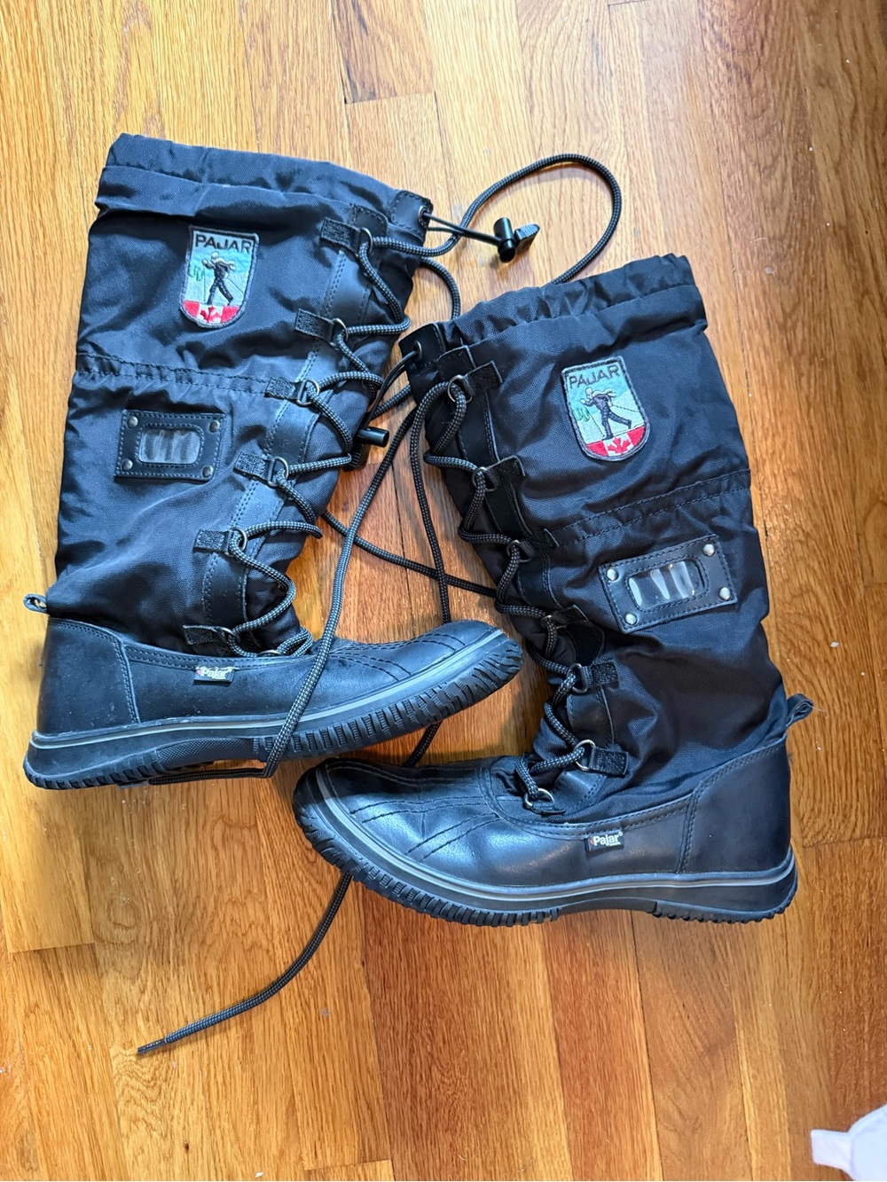 Pajar Black Tall Lace-Up Winter Boots with Pull-Cord Gaiter